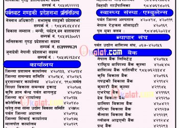 हेल्लो पर्वत, पर्वतका महत्वपूर्ण सम्पर्क नम्बरहरु